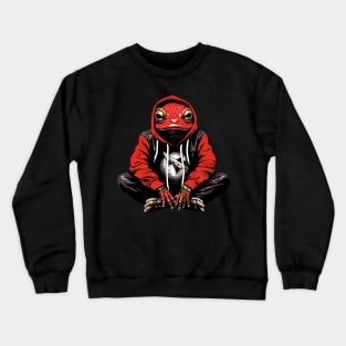 Cool Frog in Red Hipster Style Crewneck Sweatshirt